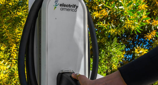 Beam EV ARC can accomodate Electrify America chargers pre mounted, the full system is delivered and ready to charge.